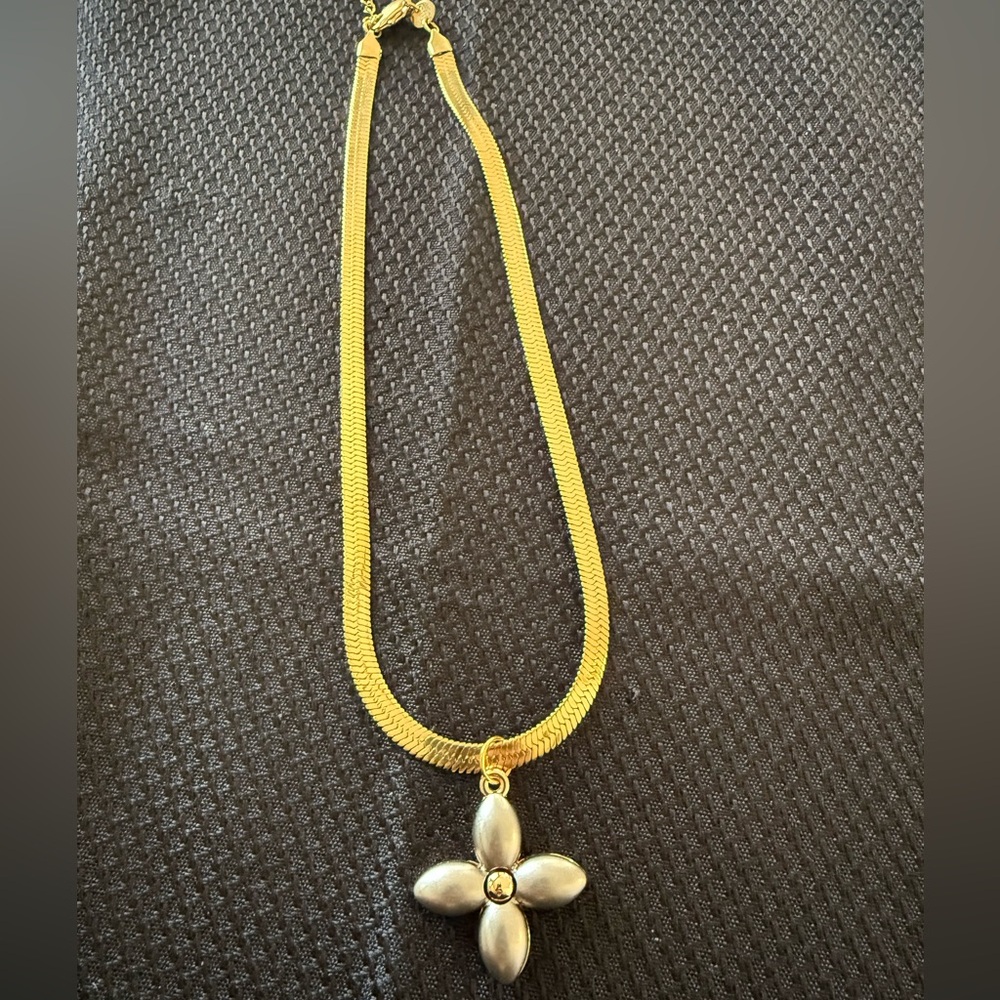Jennifer Zeuner Karli Gold Necklace with 2-Toned Charm - Picture 4 of 11